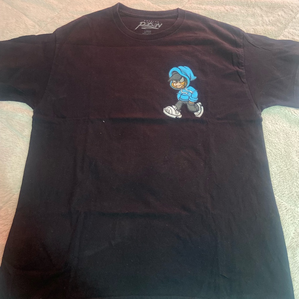 Black Kids Shirt with Blue Cartoon Design